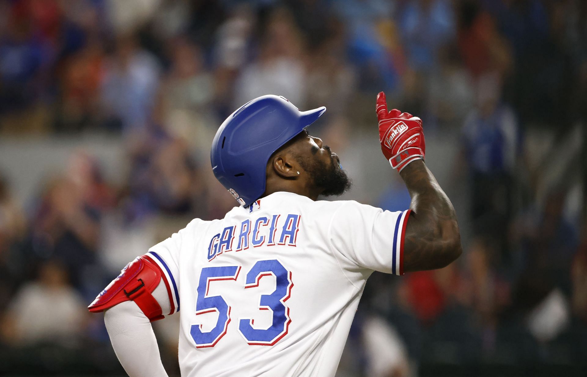 Adolis Garcia is currently serving a one-year contract worth $747,760.